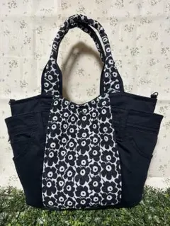 デニムリメイク　ラウンドトートバッグ