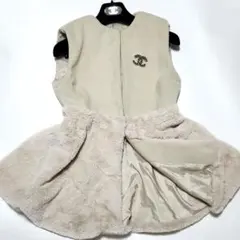 美品 ペプラム ベスト ジレ フレアー ベージュ くびれ レディース M 9号