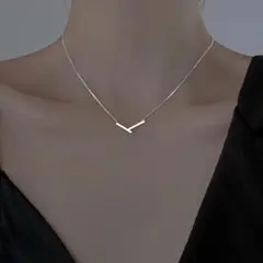 【シルバー】金属アレルギー対応 シルバー925 Vラインネックレス R7N012