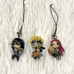 NARUTO ナルト ストラップ 3種セット サスケ クシナ ミニフィギュア