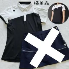 極美品　近年　デサントゴルフ 　ポロシャツ　パンチングメッシュ ネイビーのサムネイル