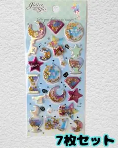 7枚セット　シャカシャカシール キラキラ　シール　ミックス グリッター 3D