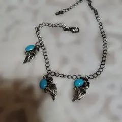 ブレスレット　ターコイズ？翼モチーフ ブレスレット 青い石　ビンテージ