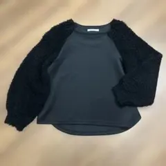 週末値下⭐️レディースROSIEE黒長袖トップス M 袖ニットボディ異素材トップス