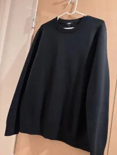 ユニクロ ウォッシャブルミラノリブクルーネックセーター ネイビー L