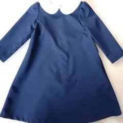 Ｂ MING by BEAMS ネイビー 長袖ワンピース 白い襟付き