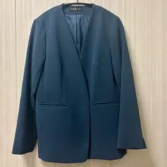 INDIVI❣️ノーカラージャケット38 ブルーグレー