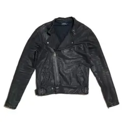 y2k 00s ポロラルフローレン ライダースジャケット s コーティング 黒