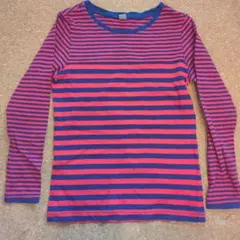 ユニクロ　薄手　長袖Tシャツ　赤紺ボーダー　120cm