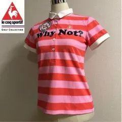 ルコックゴルフ ポロシャツ ウェア ピンク ボーダー Lサイズ