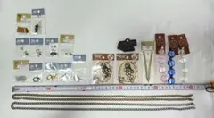 ビーズ・金属チェーンセット　チャーム　レジン　アクセサリー　ハンドメイド　すかし