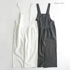 SamansaMos2新品タグ付き 綿麻オーバーオール チャコール