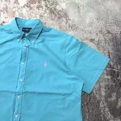 90's Ralph Lauren ラルフ スカイブルー 半袖BDシャツ XLのサムネイル