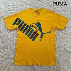 PUMAプーマ半袖TシャツビッグプリントロゴXSイエロー黄コットン綿100