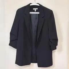 H&M 黒 テーラードジャケット 36 袖ギャザーのサムネイル