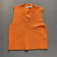 【美品】ZARA オレンジニットベスト Lサイズ