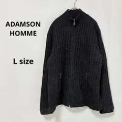 ADAMSON HOMME ニットジャケット　L グレー　ジップアップ　ウール混