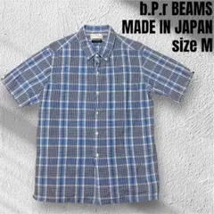 美品 b.P.r BEAMS ビームス ボタンダウン シャツ 日本製 M 綿麻