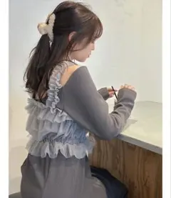 【新品タグあり】ダズリンチュールギャザービスチェカットワンピースSグレー