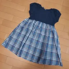 petit main 　プティマイン　ワンピース　チェック　ネイビー　120