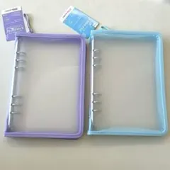 2点セット　ダイソー　6リングファイル ジッパー付　パープル　ブルー　バインダー