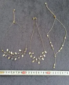 ビーズアクセサリーセット/ネックレス3点/まとめ売り/リーフビーズ/華奢/11