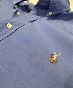 【90s】ラルフローレン／BDシャツ　刺繍ロゴ　ヤーマス　ブルー　ビンテージ