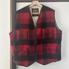 【Woolrich ウールリッチ】USA ボアベスト　ブロックチェック赤　美品