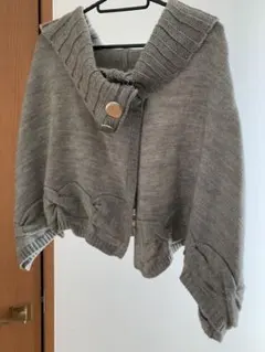 ニット ケープ グレー 大きな襟