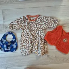 ヒョウ柄ロンパース・ビブセット