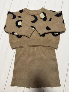レオパード柄 ニット セットアップ　韓国子供服