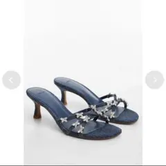 MANGO ビジュー デニムミュール サンダル 24cmのサムネイル