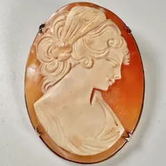 ヴィンテージ シェルカメオ ブローチ ペンダントトップ 2WAY 女性の横顔