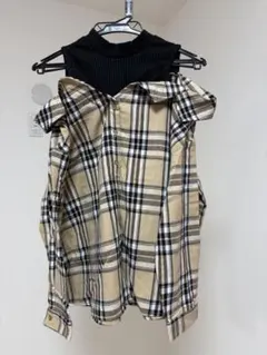 チェック柄オフショルダーシャツ Mサイズ