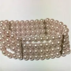 4連パールブレスレット（淡いピンク）