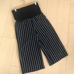 エルフィンドール　西松屋　マタニティハーフパンツ　ストライプ柄　ネイビー　M