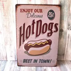 ブリキ看板☆ HOT DUGS ホットドッグ 384