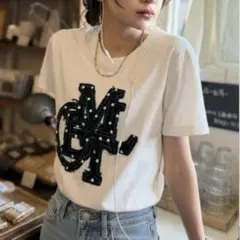 mily bilet デニムフリンジワッペン使いTシャツのサムネイル