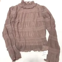 新品タグ付き　toccocloset フリル付きストライプピンクシャツ M