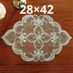 【新品】アンティーク 大判レースドイリー レースマット 刺繍のサムネイル