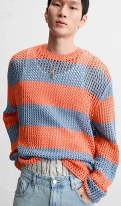 新品未使用品！ 完売品！ 網目模様テクスチャー入りセーター ZARA ザラ XL