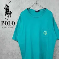 古着 90s ポロ ラルフローレン ポニーロゴ ポケット Tシャツ グリーンン