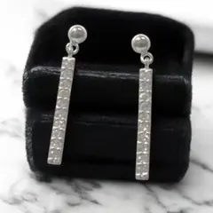 新品 PT900 ダイヤモンドロングピアス 0.20ct 揺れる プラチナ 上品