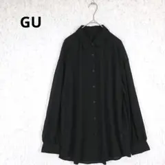 GU ジーユー シアー　長袖シャツシアーロングシャツ　ブラウス 　ブラック　Sのサムネイル