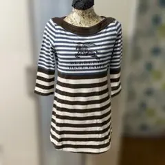 Burberry Blue Label ストライプ柄のチュニックワンピース七分袖