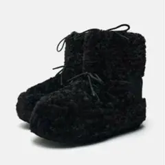 zara ボアアンクルブーツ 黒