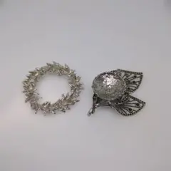 シルバーの葉のスフィア　台座　セット