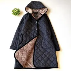 美品✨ LAVENHAM ブランドン　キルティングコート　フーディ　裏ボア　38