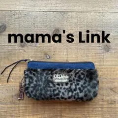 デニムリメイク　ファスナーポーチ　小物入れ　アニマルファー