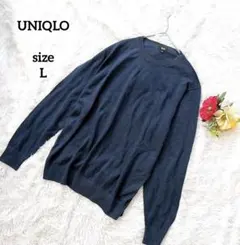 UNIQLO ユニクロ カットソー ニット メンズ トップス ネイビー L 長袖のサムネイル